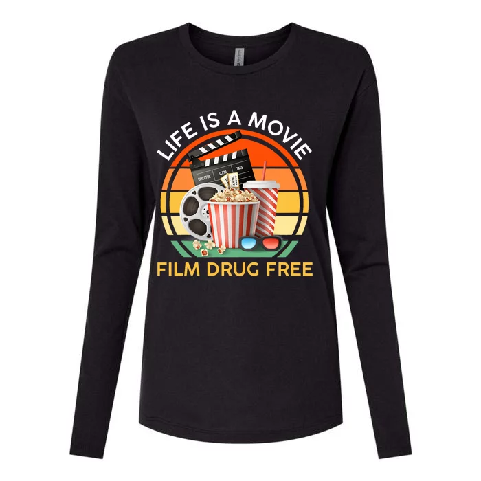 Red Ribbon Week Life Is A Movie Film Drug Free Womens Cotton Relaxed Long Sleeve T-Shirt