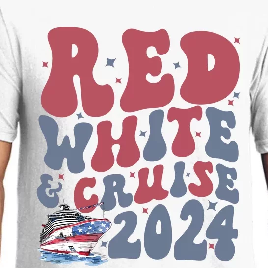 Retro Red White And Cruise Crusing Trip Vacation Pajama Set