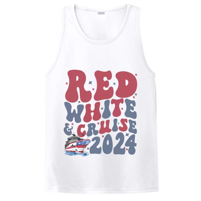 Retro Red White And Cruise Crusing Trip Vacation Performance Tank