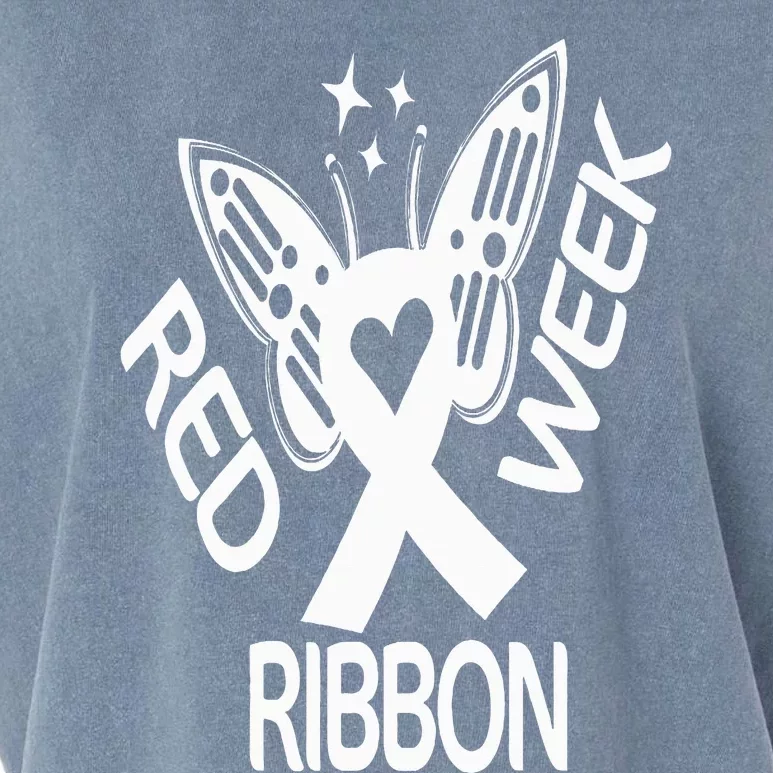 Red Ribbon Week Butterfly We Wear Red Ribbon Week Awareness Garment-Dyed Women's Muscle Tee