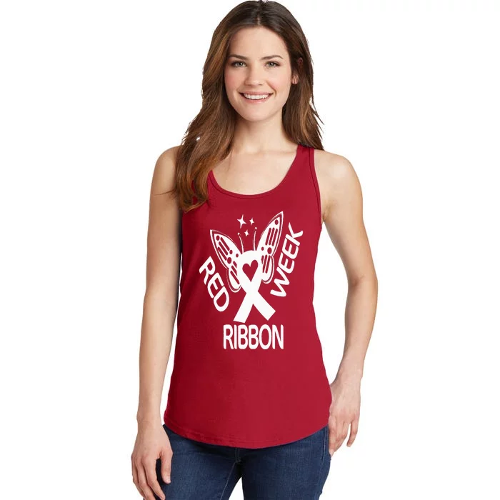 Red Ribbon Week Butterfly We Wear Red Ribbon Week Awareness Ladies Essential Tank