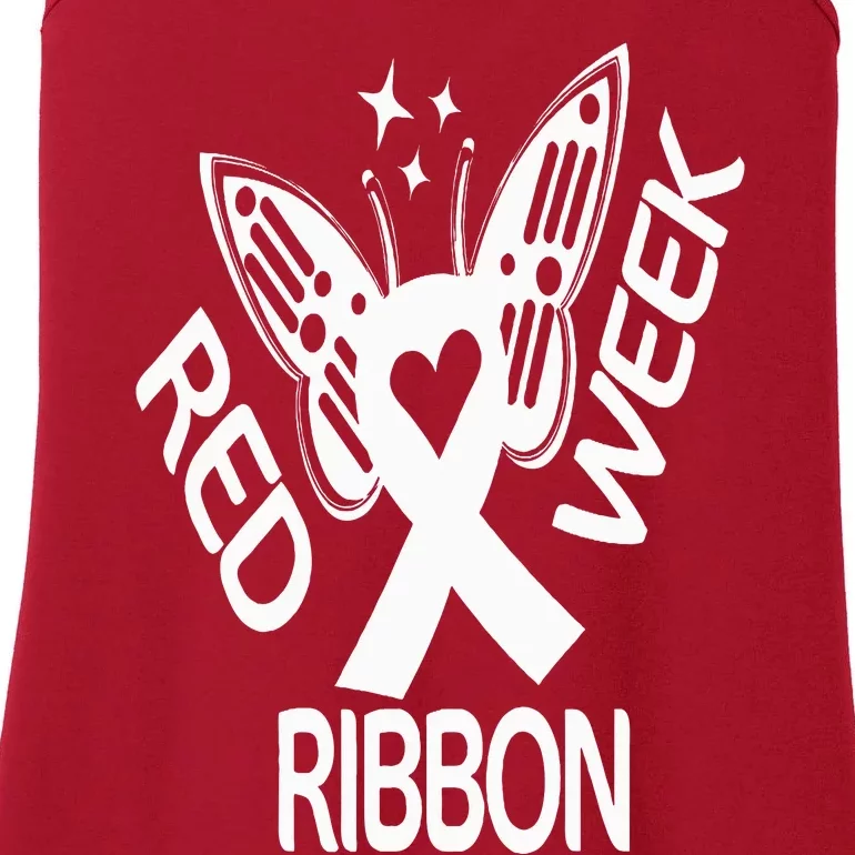 Red Ribbon Week Butterfly We Wear Red Ribbon Week Awareness Ladies Essential Tank