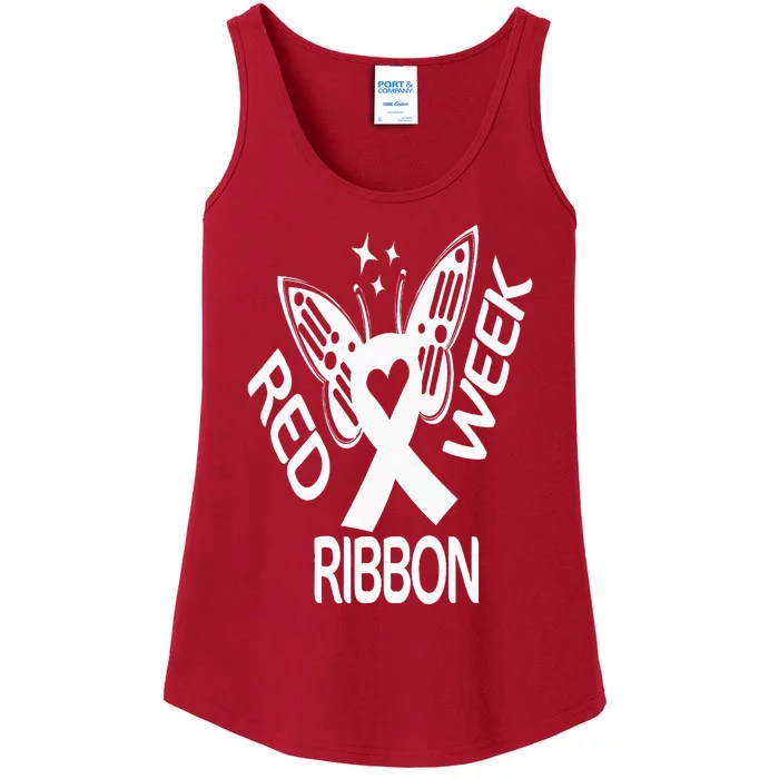 Red Ribbon Week Butterfly We Wear Red Ribbon Week Awareness Ladies Essential Tank