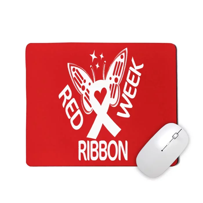 Red Ribbon Week Butterfly We Wear Red Ribbon Week Awareness Mousepad