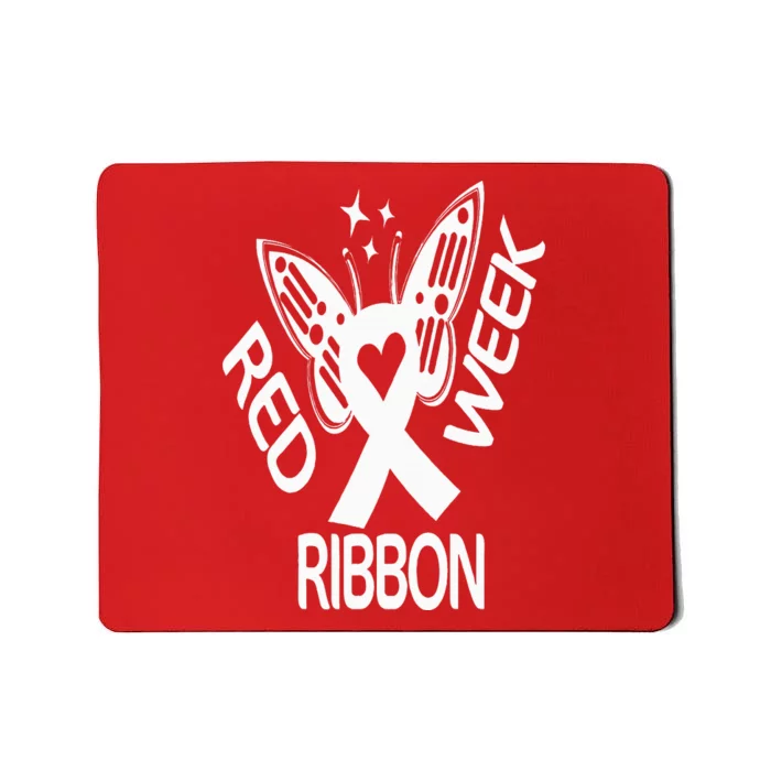 Red Ribbon Week Butterfly We Wear Red Ribbon Week Awareness Mousepad