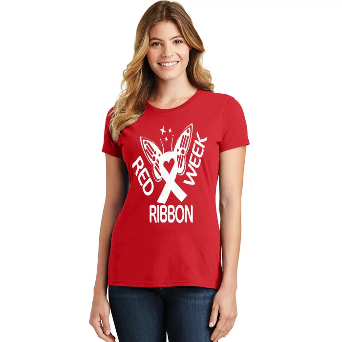 Red Ribbon Week Butterfly We Wear Red Ribbon Week Awareness Women's T-Shirt