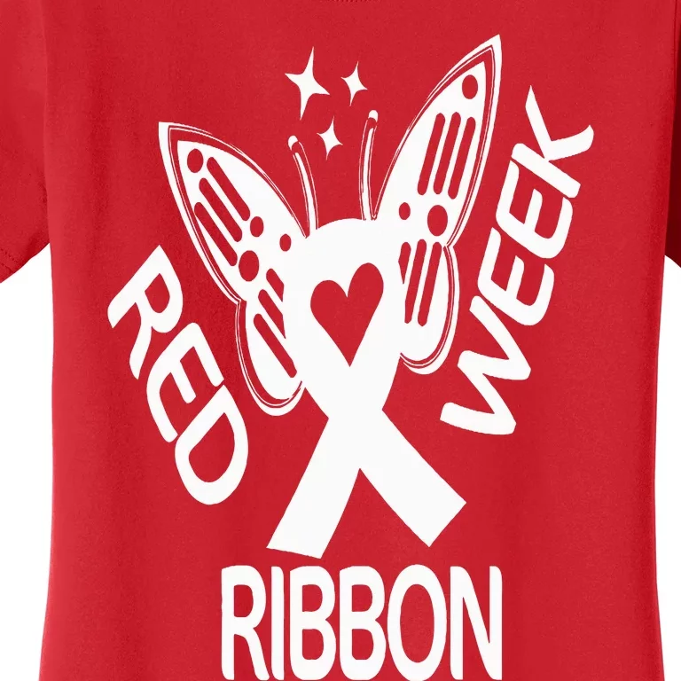 Red Ribbon Week Butterfly We Wear Red Ribbon Week Awareness Women's T-Shirt