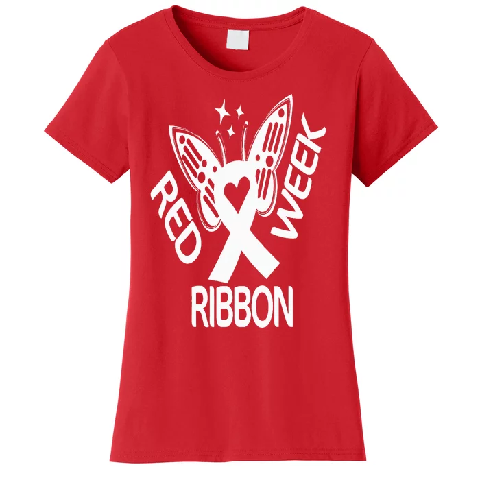 Red Ribbon Week Butterfly We Wear Red Ribbon Week Awareness Women's T-Shirt