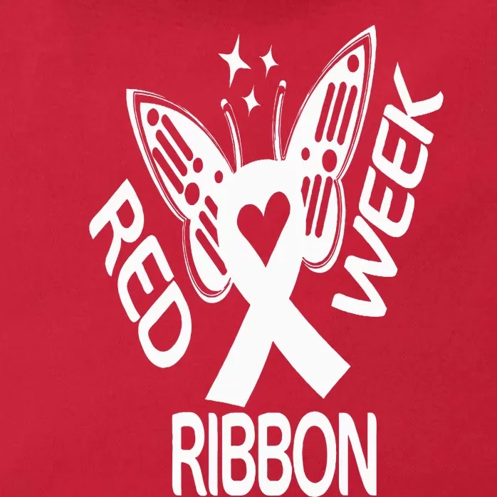 Red Ribbon Week Butterfly We Wear Red Ribbon Week Awareness Zip Tote Bag