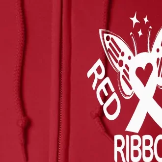 Red Ribbon Week Butterfly We Wear Red Ribbon Week Awareness Full Zip Hoodie