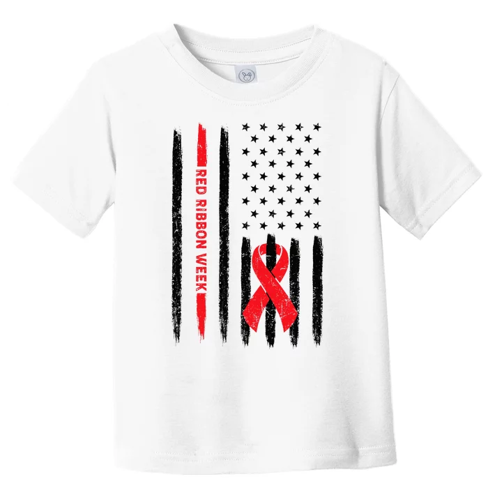 Red Ribbon Week American Flag Vintage Distressed Toddler T-Shirt