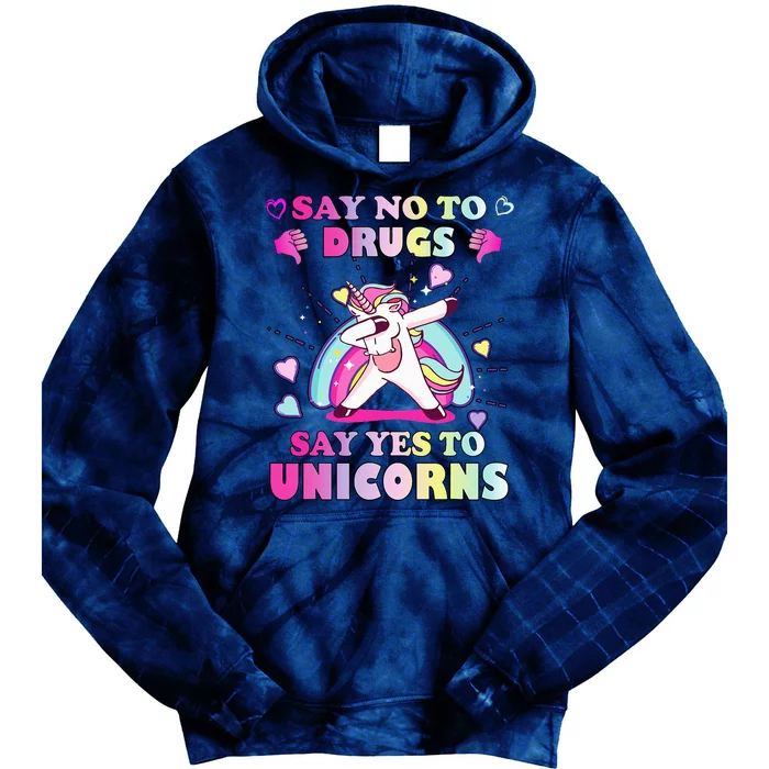 Red Ribbon Week Say No Drugs Say Yes to Unicorns Tie Dye Hoodie