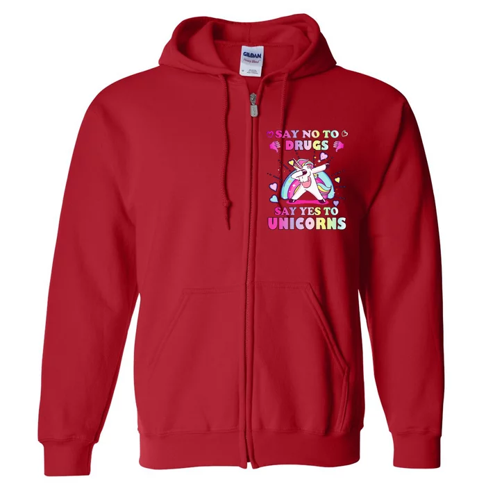 Red Ribbon Week Say No Drugs Say Yes to Unicorns Full Zip Hoodie