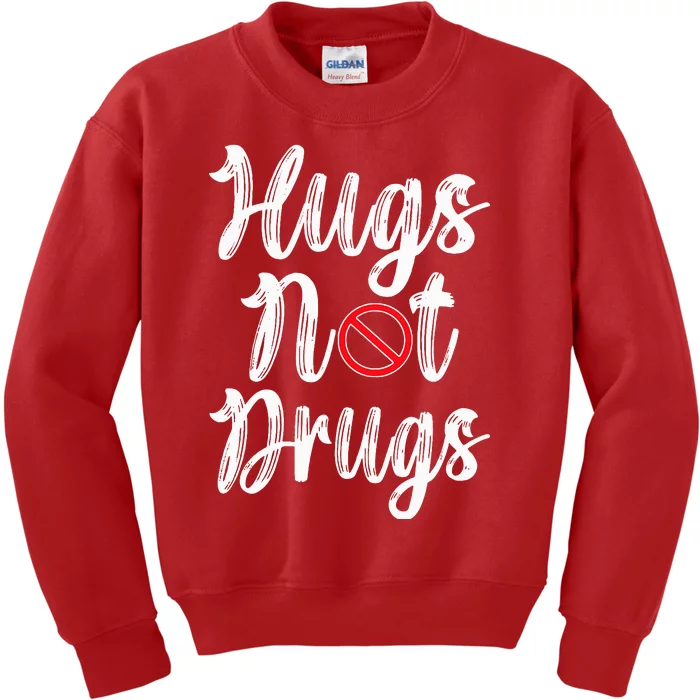 Red Ribbon Week Awareness Hugs Not Drugs  Ribbon Kids Sweatshirt