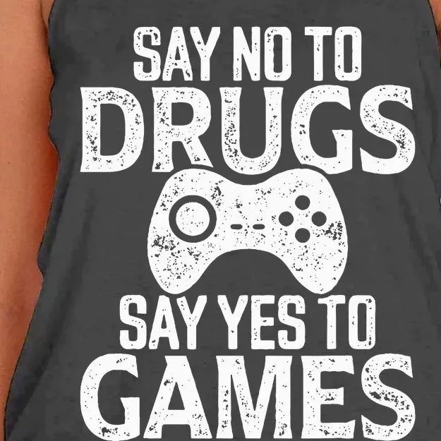 Red Ribbon Week  Say No to Drugs Say Yes to Games Women's Knotted Racerback Tank