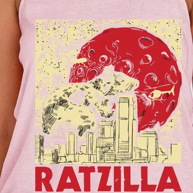 Ratzilla Rat Whisperer Rodent Lover Rat Lover Women's Knotted Racerback Tank