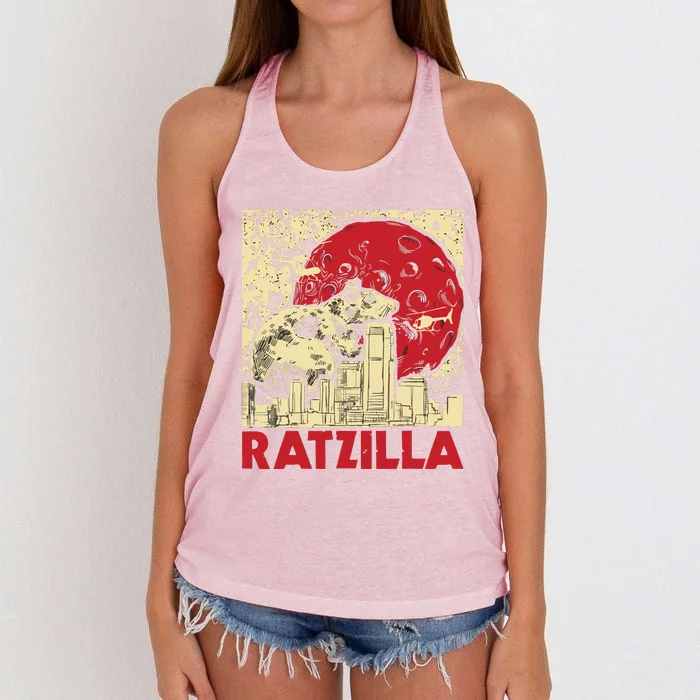 Ratzilla Rat Whisperer Rodent Lover Rat Lover Women's Knotted Racerback Tank