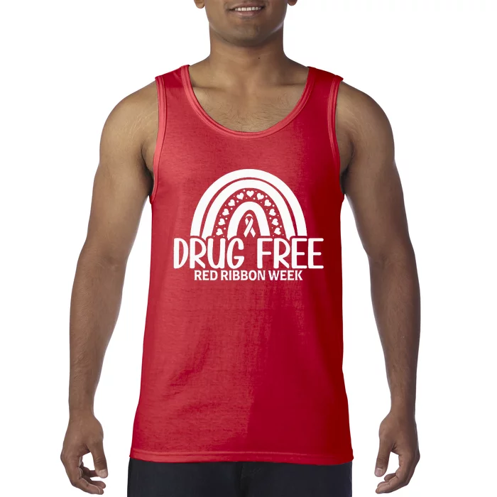 Red Ribbon Week  Drug Free Rainbow Red Ribbon Week Tank Top