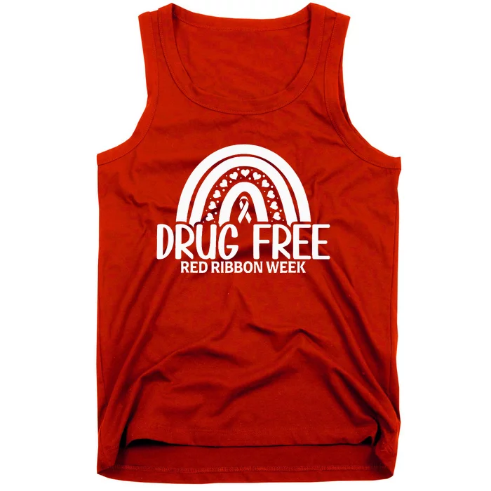 Red Ribbon Week  Drug Free Rainbow Red Ribbon Week Tank Top