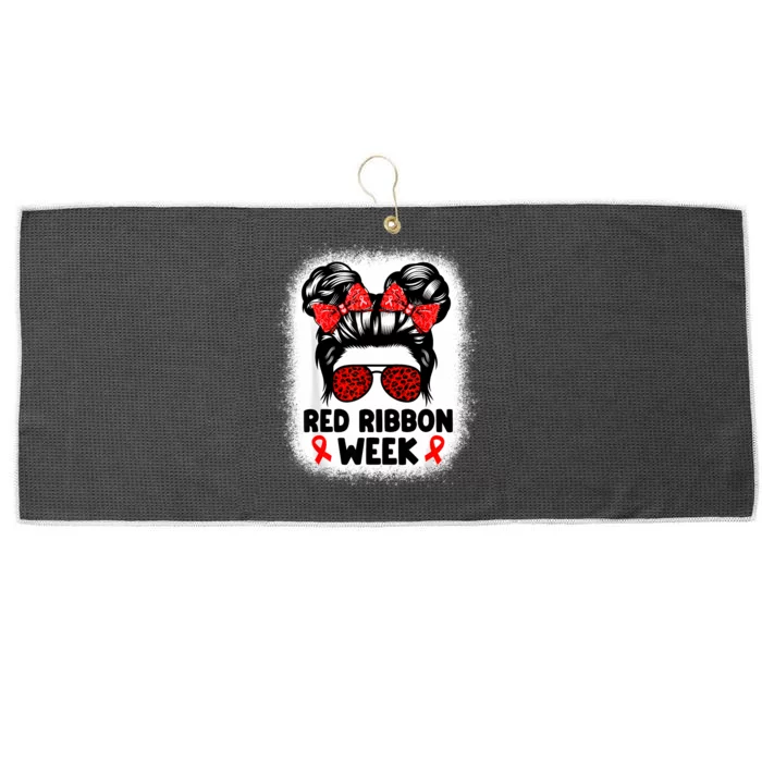 Red Ribbon Week Women Messy Bun Red Ribbon Week Awareness Large Microfiber Waffle Golf Towel