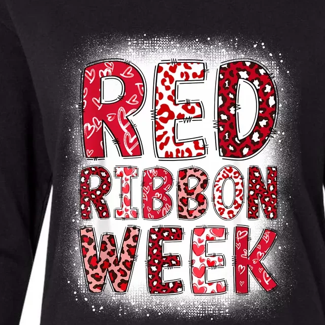 Red Ribbon Week Groovy Red Ribbon Awareness For Women Womens Cotton Relaxed Long Sleeve T-Shirt