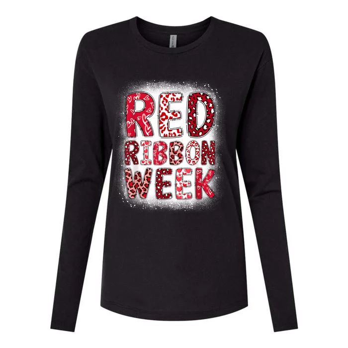 Red Ribbon Week Groovy Red Ribbon Awareness For Women Womens Cotton Relaxed Long Sleeve T-Shirt