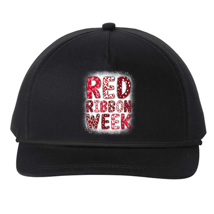 Red Ribbon Week Groovy Red Ribbon Awareness For Women Snapback Five-Panel Rope Hat