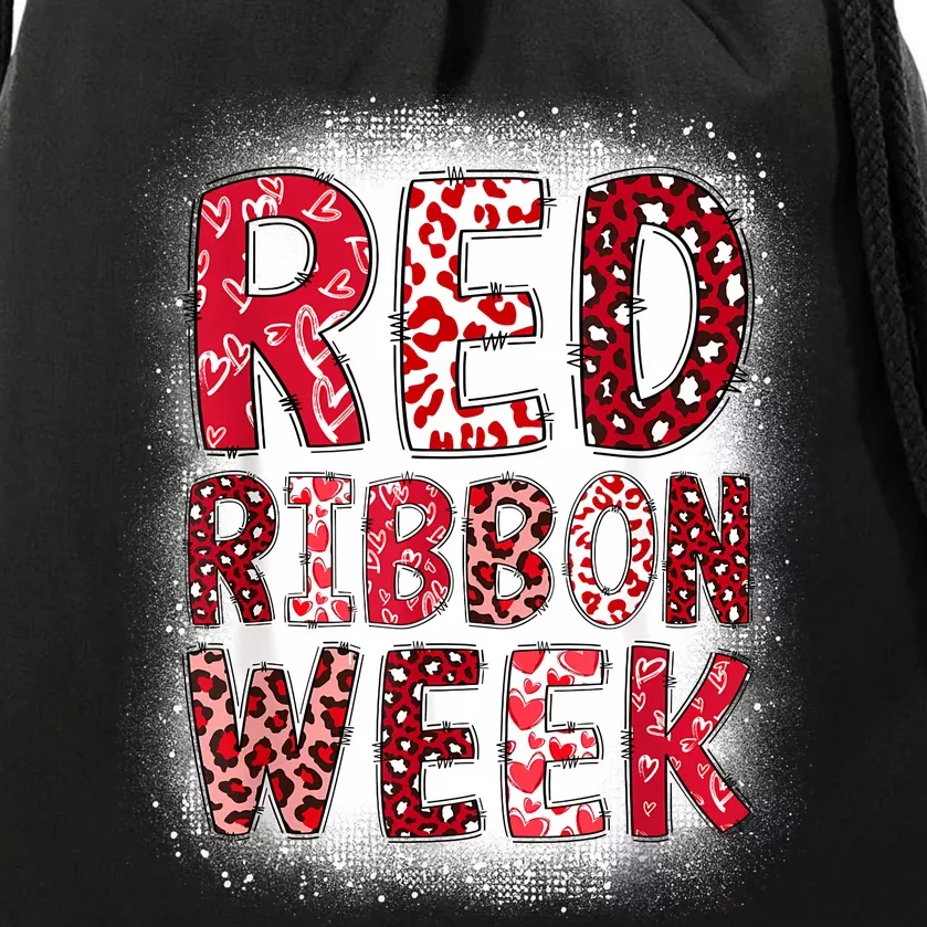 Red Ribbon Week Groovy Red Ribbon Awareness For Women Drawstring Bag