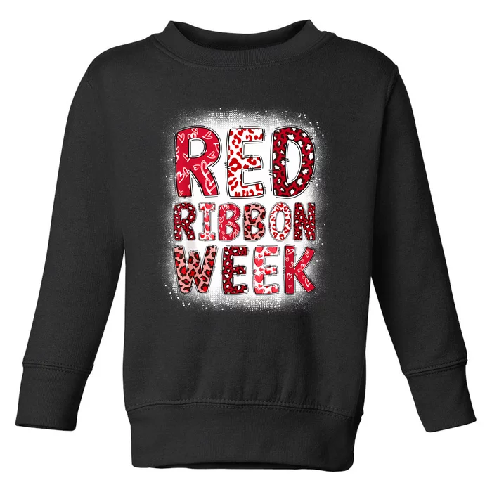 Red Ribbon Week Groovy Red Ribbon Awareness For Women Toddler Sweatshirt