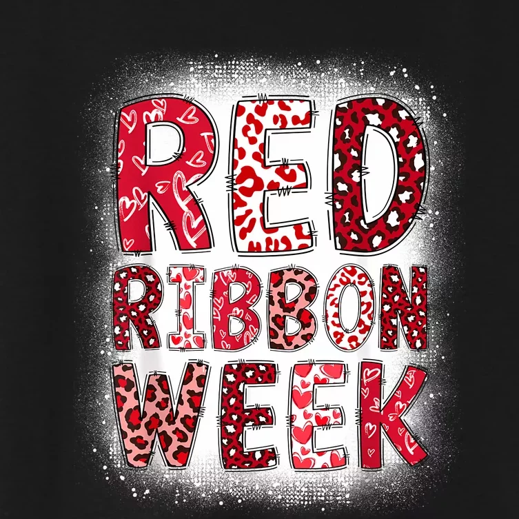 Red Ribbon Week Groovy Red Ribbon Awareness For Women Women's Crop Top Tee