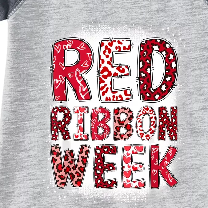 Red Ribbon Week Groovy Red Ribbon Awareness For Women Infant Baby Jersey Bodysuit