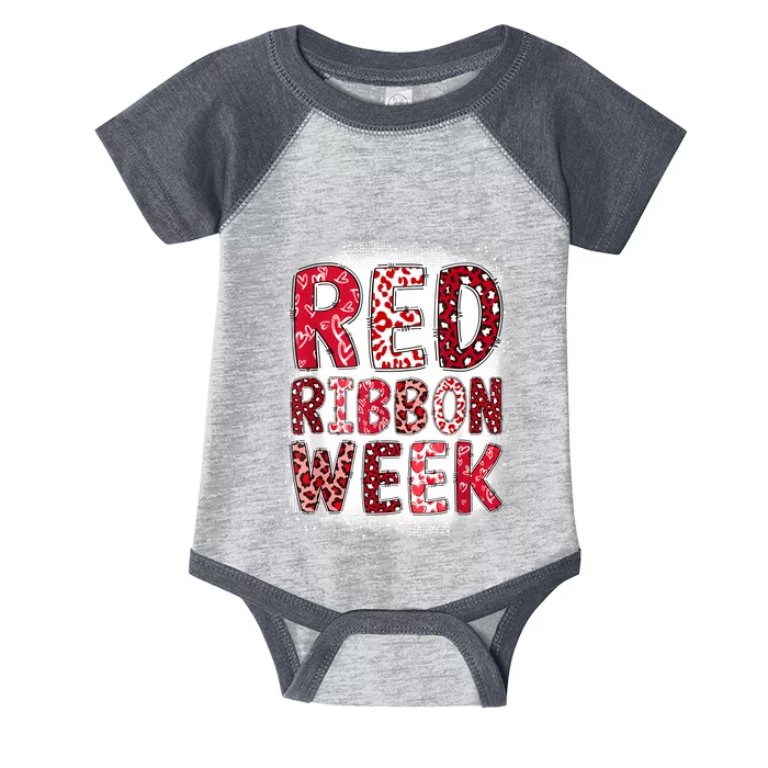 Red Ribbon Week Groovy Red Ribbon Awareness For Women Infant Baby Jersey Bodysuit