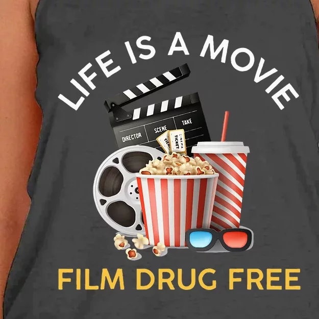 Red Ribbon Week Life Is A Movie Film Drug Free Women's Knotted Racerback Tank