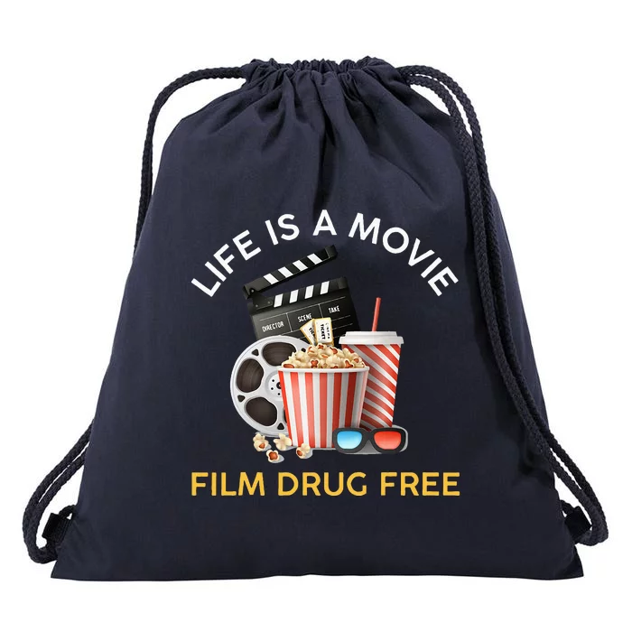 Red Ribbon Week Life Is A Movie Film Drug Free Drawstring Bag