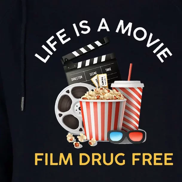 Red Ribbon Week Life Is A Movie Film Drug Free Womens Funnel Neck Pullover Hood