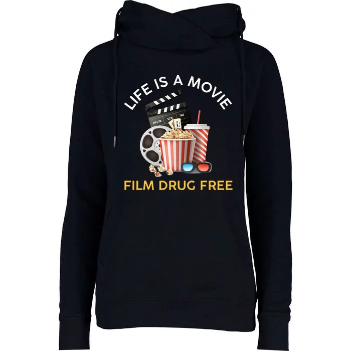 Red Ribbon Week Life Is A Movie Film Drug Free Womens Funnel Neck Pullover Hood