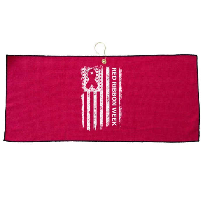 Red Ribbon Week American Flag Vintage Distressed Large Microfiber Waffle Golf Towel