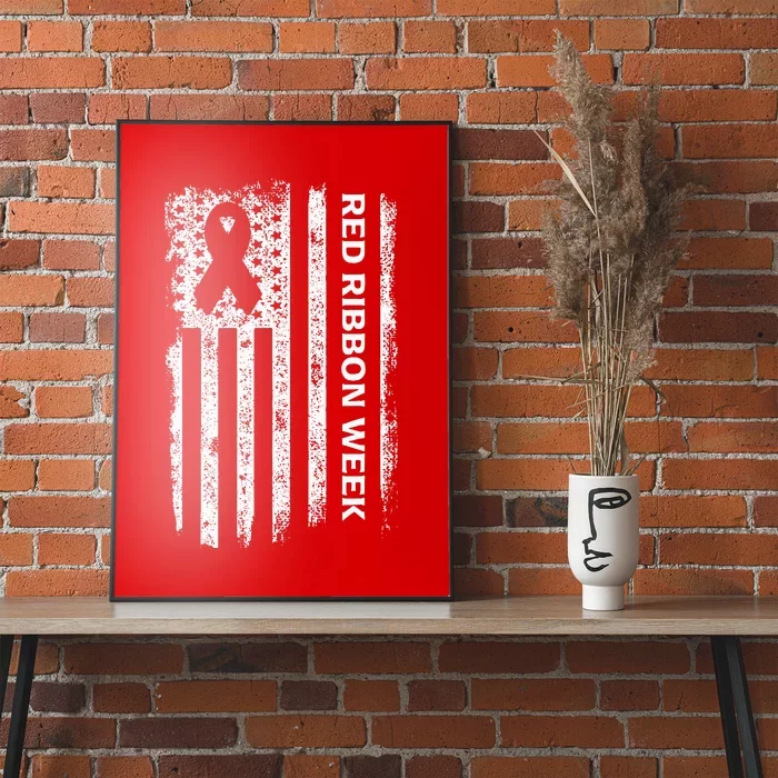 Red Ribbon Week American Flag Vintage Distressed Poster