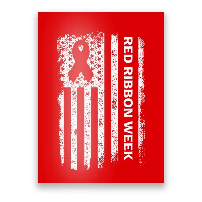 Red Ribbon Week American Flag Vintage Distressed Poster