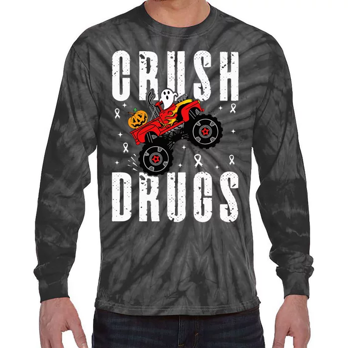 Red Ribbon Week Awareness Halloween Tie-Dye Long Sleeve Shirt