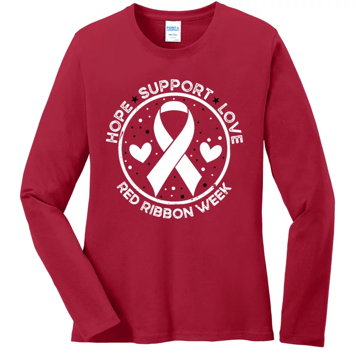 Red Ribbon Week Ladies Long Sleeve Shirt