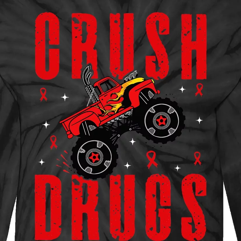 Red Ribbon Week Awareness Halloween Tie-Dye Long Sleeve Shirt