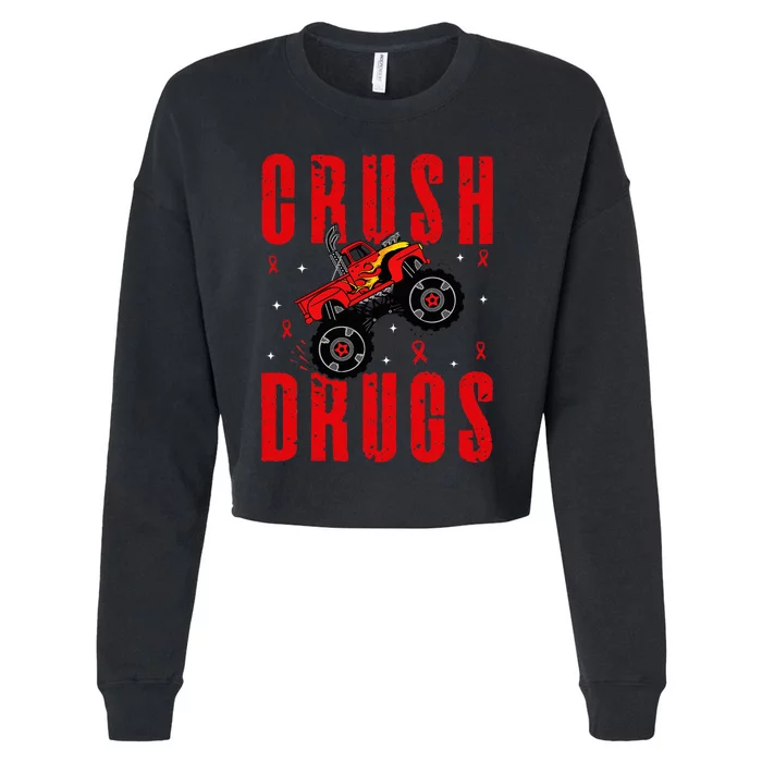 Red Ribbon Week Awareness Halloween Cropped Pullover Crew