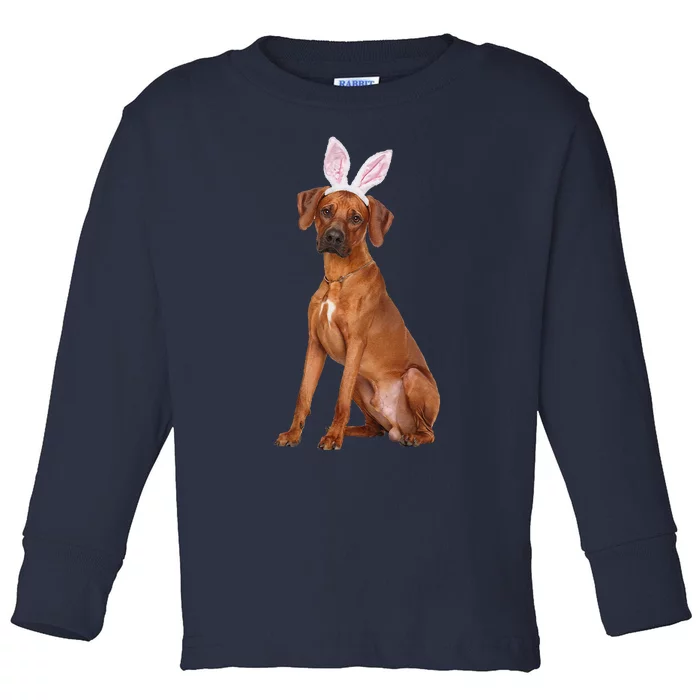 Rhodesian Ridgeback Wearing Easter Bunny Ears Dog Toddler Long Sleeve Shirt