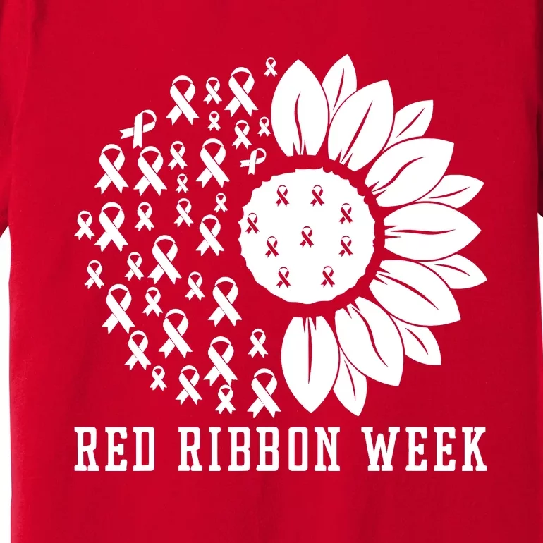 Red Ribbon Week Sunflower We Wear Red Ribbon Week Awareness Premium T-Shirt