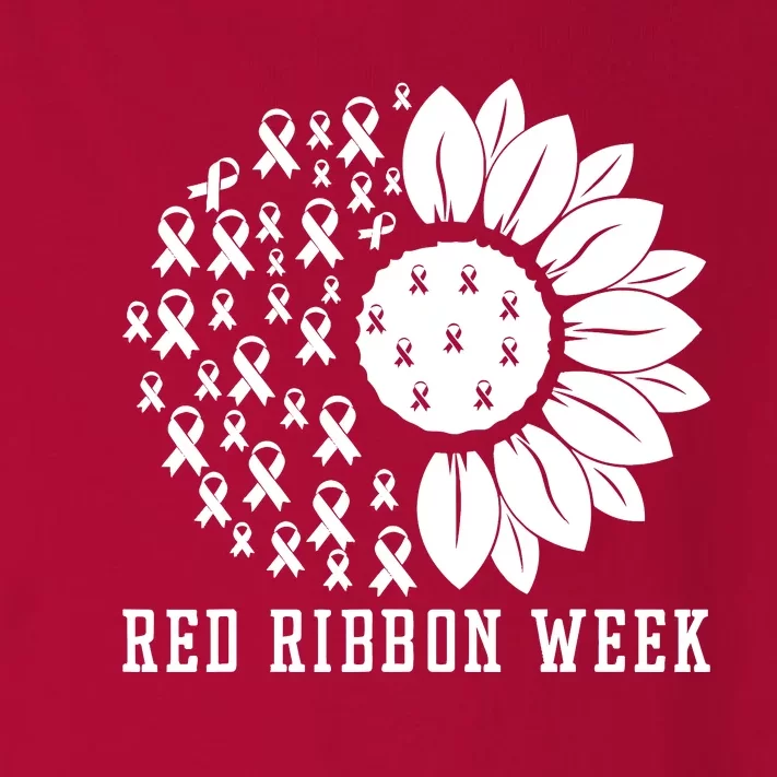 Red Ribbon Week Sunflower We Wear Red Ribbon Week Awareness Toddler Long Sleeve Shirt