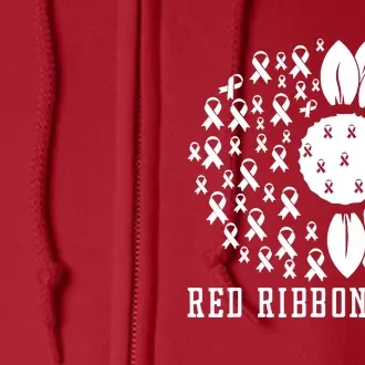 Red Ribbon Week Sunflower We Wear Red Ribbon Week Awareness Full Zip Hoodie