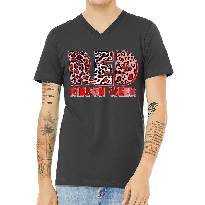 Red Ribbon Week Awareness V-Neck T-Shirt