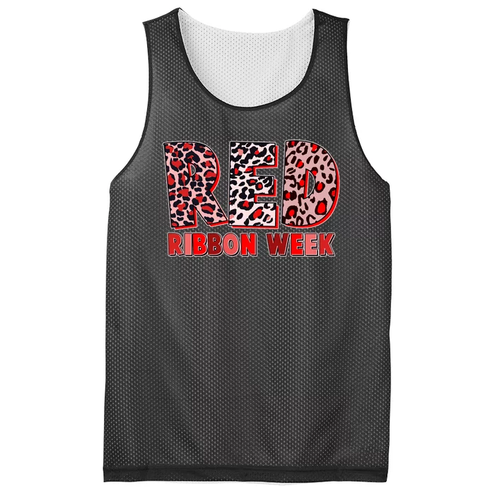 Red Ribbon Week Awareness Mesh Reversible Basketball Jersey Tank