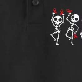 Red Ribbon week Awareness Skeleton Halloween Dry Zone Grid Performance Polo